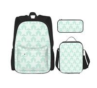 DOFFO Set zaino con motivo a stella, zaino da viaggio per computer portatile da uomo e donna, casual, borsa per il pranzo, astuccio portapenne, 3 pezzi, nero, taglia unica, Nero , taglia unica