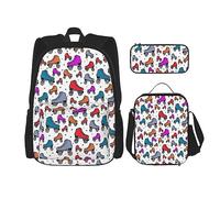 DOFFO Set zaino con stampa colorata con pattini a rotelle, zaino da viaggio per computer portatile per donne e uomini, borsa per libri casual con borsa per il pranzo, astuccio per matite, 3 pezzi,