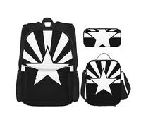 DOFFO Set zaino nero con stampa bandiera dell'Arizona, zaino da viaggio per laptop per donne e uomini, borsa casual con borsa per il pranzo e astuccio per matite, 3 pezzi, nero, taglia unica, Nero ,