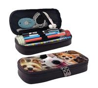 DOFFO Simpatico astuccio per matite estetico con stampa di cani da compagnia, astuccio speciale in pelle artificiale, astuccio resistente con cerniera, per uomini, donne, ufficio, lavoro e studio,