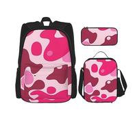 DOFFO Splendido set di zaino con stampa, zaino da viaggio per computer portatile, per donne e uomini, casual, con borsa per il pranzo, astuccio per matite, 3 pezzi, nero, taglia unica, Nero , Taglia