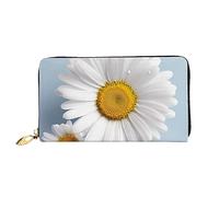 DOFFO Stoviglie di Natale Stampa Portafoglio In Pelle Per Le Donne Borsa Della Moneta Sottile Zip Telefono Cambiamento Della Borsa Frizione Titolare, Margherita bianca., Taglia unica