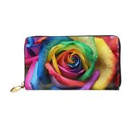 DOFFO Tie Dye Hippies Stampa Portafoglio In Pelle Per Le Donne Borsa Della Moneta Sottile Zip Telefono Cambiamento Della Borsa Frizione Titolare Della, Rosa arcobaleno., Taglia unica