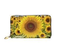 DOFFO Vari Tipi Di Esche Da Pesca Stampa Portafoglio In Pelle Per Le Donne Borsa Della Moneta Sottile Zip Telefono Cambiamento Della Borsa Frizione Titolare, Girasoli in fiore, Taglia unica