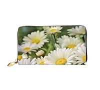 DOFFO Verde Mare Blu Alghe Stampa Portafoglio In Pelle Per Le Donne Della Borsa Della Moneta Della Cassa Del Raccoglitore Sottile Zip Del Telefono, Fiori Floreali Margherite, Taglia unica