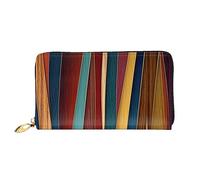 DOFFO Verde Mare Blu Alghe Stampa Portafoglio In Pelle Per Le Donne Della Borsa Della Moneta Della Cassa Del Raccoglitore Sottile Zip Del Telefono, Strisce colorate., Taglia unica