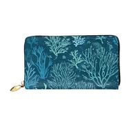 DOFFO Verde Mare Blu Alghe Stampa Portafoglio In Pelle Per Le Donne Della Borsa Della Moneta Della Cassa Del Raccoglitore Sottile Zip Del Telefono, Alghe blu mare verde, Taglia unica