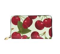 DOFFO Verde Mare Blu Alghe Stampa Portafoglio In Pelle Per Le Donne Della Borsa Della Moneta Della Cassa Del Raccoglitore Sottile Zip Del Telefono, Frutta di ciliegia., Taglia unica