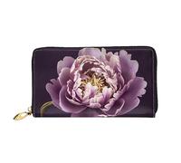 DOFFO Viola Elegante Peonia Fiore Stampa Portafoglio In Pelle Per Le Donne Borsa Della Moneta Sottile Zip Telefono Cambiamento Della Borsa Frizione Titolare Della, Viola Elegante Peonia Fiore, Taglia