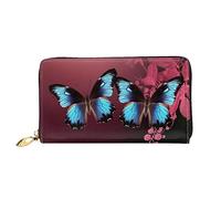 DOFFO Viola Elegante Peonia Fiore Stampa Portafoglio In Pelle Per Le Donne Borsa Della Moneta Sottile Zip Telefono Cambiamento Della Borsa Frizione Titolare Della, Bellissime farfalle., Taglia unica