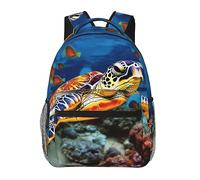 DOFFO Zaino da viaggio colorato con tartaruga marina, leggero casual zaino da giorno per computer portatile carino zaino da trekking borsa per donne uomini, nero, taglia unica, Nero, One Size