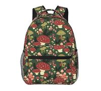 DOFFO Zaino da viaggio con stampa artistica con funghi luminosi, leggero casual zaino da giorno per laptop carino zaino da trekking per donne uomini, nero, taglia unica, Nero, One Size