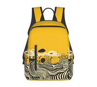 DOFFO Zaino da viaggio con stampa floreale con faccine gialle, borsa casual per libri leggera zaino da giorno per laptop zaini da escursionismo per donne uomini, Giallo senape e nero, One Size