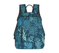 DOFFO Zaino da viaggio con stampa mimetica rossa,borsa per libri casual zaino leggero per laptop zaini da escursionismo per donne uomini, Alghe blu del Mar Verde, One Size