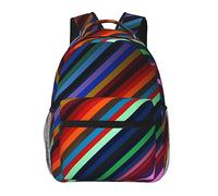 DOFFO Zaino da viaggio stampato a strisce colorate,Zaino da viaggio per laptop casual leggero Zaini da escursionismo carino per donne uomini, nero, taglia unica, Nero, One Size