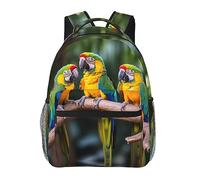 DOFFO Zaino da viaggio stampato con pappagalli, leggero casual zaino da giorno per laptop carino zaino da trekking per donna uomo, nero, taglia unica, Nero, One Size