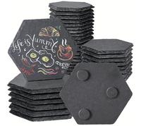 Dofiki - 2 sottobicchieri esagonali in ardesia, 10 cm, sottobicchieri esagonali in pietra nera, sottobicchieri per bevande per incisione laser, Halloween, decorazioni per la casa, durevoli ed eleganti