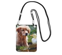 Dog and a duck Borsa a tracolla per telefono per donne e uomini impermeabile mini borsa per cellulare portafoglio piccole borse a tracolla con cinturino regolabile da viaggio sacchetto per cellulare