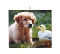 Dog and a duck Tappetino scolapiatti super assorbente da cucina con gancio, facile da pulire, tappetino drenante, accessori da cucina, scolapiatti per piatti, 45,7 x 40,6 cm