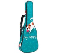 Dog Aqua Quote Stay Happy Guitar Gig Bag Impermeabile Cerniera Morbida Chitarra Zaino per Basso Acustico & Classica Folk Chitarra Elettrica Caso