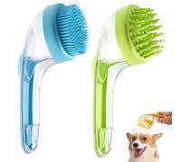 Dog Bath Brush, Dog Shampoo Brush, Long Handle for Shower Daily Cleaning, Pet Bath Massage with Soap Dispenser (2PCSB)