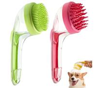 Dog Bath Brush, Dog Shampoo Brush, Long Handle for Shower Daily Cleaning, Pet Bath Massage with Soap Dispenser (2PCSF)