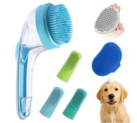 Dog Bath Brush, Silicone Pet Scrubber, Gentle Massaging Bristles, Built In Showerhead Compatibility, Excellent for Washing and Grooming Short Haired Dogs, 7.87x5.91x1.18 Inches