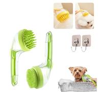 Dog bath spray head, comfortable pet brush with soap dispenser, 2025 new 2-in-1 cat bath brush, suitable for pet shower (green)