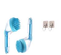 Dog bath spray head, comfortable pet brush with soap dispenser, 2025 new 2-in-1 cat bath brush, suitable for pet shower (blue)