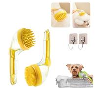 Dog bath spray head, comfortable pet brush with soap dispenser, 2025 new 2-in-1 cat bath brush, suitable for pet shower (yellow)