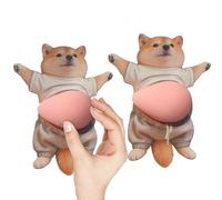 Dog Belly Sticker,Super Soft Silicone Anti-Collision Sticker For Home Aesthetics,3D Silicone Squeeze Dog Belly Stickeer, Cute Puppy Wearing Orange Outfit With Pink Beelly Decals Gift