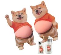 Dog Belly Sticker,Super Soft Silicone Anti-Collision Sticker For Home Aesthetics,3D Silicone Squeeze Dog Belly Stickeer, Cute Puppy Wearing Orange Outfit With Pink Beelly Decals Gift