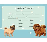 Dog Birth Certificate Log Book: Dog breeder’s whelping record book with space for birth details, vaccinations, and ownership transfer