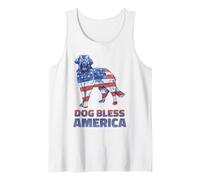 Dog Bless America Independence Day 4 luglio USA Flag Canine Canotta
