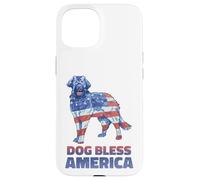 Dog Bless America Independence Day 4 luglio USA Flag Canine Custodia per iPhone 15