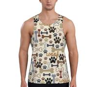 Dog Bones Paw Print - Gilet da allenamento da uomo, ad asciugatura rapida, traspirante, da palestra, spiaggia, sport, abbigliamento casual quotidiano, Nero , L
