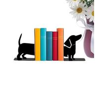 Dog Bookends - Book Ends | Black Dachshund Shape Metal Stopper | Animal B0okends | Metal Stopper Holder | Animal Bookends For Home Office Desk Kitchen Library Bookcase Room Shelves Farmhouse Decor