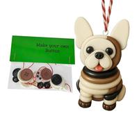 Dog Buttons for Crafting - Christmas Dog Figurine Sewing Buttons | Yarn Felt DIY Decoration Kit for Gift Tags, Scrapbooking, Wallets, Car Mirror, Tree Ornament, Kids and Family Holiday Craft
