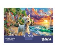 Dog by Seaside Flowers Jigsaw Puzzle 1000 Pezzi Classici Per Adulti E Bambini ≥14 Anni Giochi Educativi Pet Painting Sfida Impossibile Decorazione Casa Difficile Allenamento 52x38cm/1000pcs