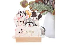 Dog Calendar 2026 - Monthly Desk Planner with Wooden Stand, 12 Cute Puppy Illustration Cards for Organization and Decoration, Compact Size Ideal for Office or Home Display | Funny Gift for Kids Adults