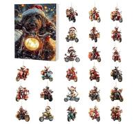 Dog Christmas Advent 2025, Holiday Dog Riding Motorcycle Charm, 24-Days Countdown Calendar 2D Acrylic Ornaments For Family Vacation Home Tree Wall Door Window Party Favors Holiday