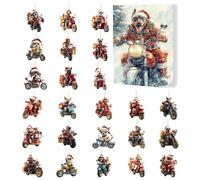 Dog Christmas Advent 2025, Holiday Dog Riding Motorcycle Charm, 24-Days Countdown Calendar 2D Acrylic Ornaments For Family Vacation Home Tree Wall Door Window Party Favors Holiday