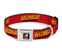 Dog Collar BBTA-THE BIG BANG THEORY Black/White/Red BAZINGA Red/Gold/Black Medi