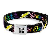 Dog Collar BEAR-Dancing Bear Black/Silver Grateful Dead Script w/Bears & Skeleto