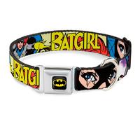 Dog Collar BMC-Batman Black/Yellow BATGIRL in Action w/Face CLOSE-UP WIDE-Medium