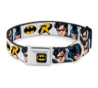 Dog Collar BMC-Batman Black/Yellow Batman & Robin Blocks White Medium 11-16.5"