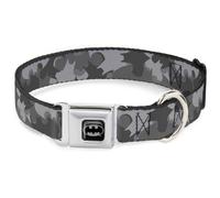Dog Collar BMQ-Batman Black/Silver/Black Bat Signal Stacked Black/Grays Medium