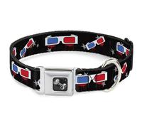Dog Collar Bone 3-D Glasses Dripping w/Stars WIDE-Medium 16-23"