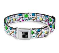 Dog Collar Bone 90s Nineties Grid Pattern Vibrant Gray/Multi Color Small 9.5-13"