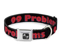 Dog Collar Bone 99 PROBLEMS Black/Red WIDE-Small 13-17"